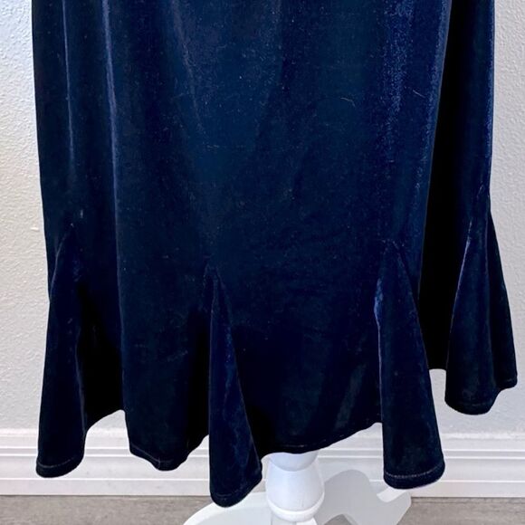 Susan Graver Blue Velour Skirt Elastic Waist Godet  QVC Grandmacore Y2K Size S - Picture 4 of 10